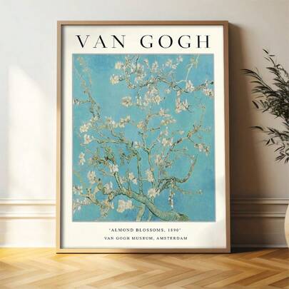 Vincent Van Gogh Almond Blossoms Canvas Art Print, Art Deco, Classic, Modern Style Poster, Frameless Ink Wall Art, Fashion Theme, Portrait Orientation, For Home Office, Living Room, Bedroom, Kitchen, Bathroom, Ideal For Spring, Creative Gift Idea, No Frame