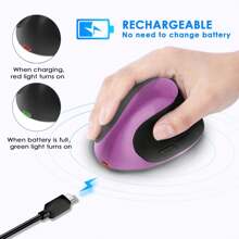 Souris verticale sans fil ergonomique Bluetooth 5.0 à double mode 1600 DPI réglable, 6 boutons, souris silencieuse rechargeable sans fil pour Win/Android/iOS (500 mAh)