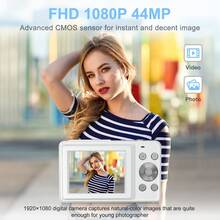 CAMKORY 4400MP Full HD 1080P Digital Camera, With 32GB Memory Card, 700mAh Rechargeable Battery, 16X Optical Zoom, Image Stabilization, Compact And Portable, Suitable For Beginners, Boys And Girls - Camera + Memory Card - View 3