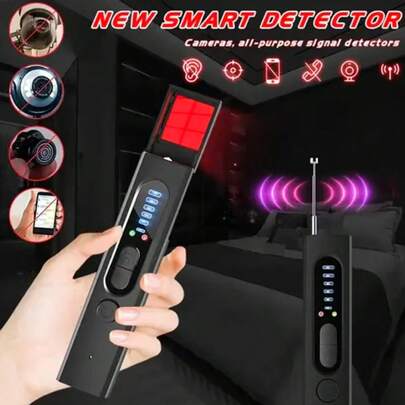 Dold kameradetektor, RF-signaldetektor, GPS-spårningsdetektor, avlyssningsenhetsdetektor, antispiondetektor, insektsdetektor, elektronisk sopmaskin, anti-spion RF-skanner, bärbar kameradetektor, avlyssningsenhetssökare, trådlös laddning flerfunktionssäkerhetsdetektor, för resor, bil, badrum, trådlöst boende, kontorshotell, högt uppsatta hotell, trådlöst boende, Källa, bärbar