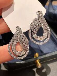 1 对魅力方晶锆石耳钉 女士适合婚礼订婚派对珠宝情人节礼物 - 1# - 查看 14