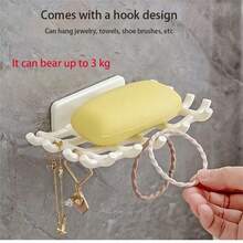 1/2 件壁挂式格子皂盒 - 方形，无需钻孔，多功能浴室和淋浴收纳盒，带排水功能，塑料材质，现代简约风格，适用于时尚浴室，皂液器，时尚浴室装饰，灰度设计，浴室收纳，返校季 - 彩色 - 查看 10