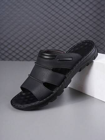 Men's New Fashion Casual Flat Sandals, Slip-On Style, Non-Slip & Durable, Breathable Beach Shoes For Spring/Summer