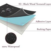 Black Wood Grain Wallpaper, 3D Wood Texture, Waterproof, Easy To Clean And Remove, Suitable For Any Surface And Furniture Self-Adhesive Film - Black - View 9