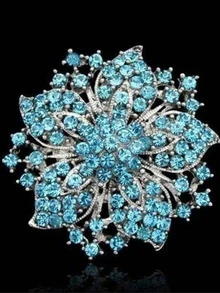 1pc Luxurious European Style Floral Rhinestone Brooch - Silver - View 4