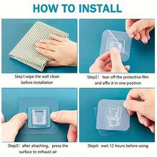 Multi-Purpose Transparent Hooks Double-Sided Adhesive Wall Hooks Waterproof Clothes Hats Towel Hooks Kitchen Bath Door Hooks - Multicolor - View 5