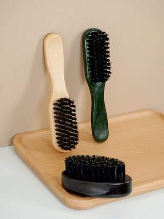 1 件男士顺发刷，木质/竹质发刷，大号/中号/小号发刷，胡须刷/顺发刷，适用于男士和理发师 - 中等硬度和坚硬的刷毛，适合浓密粗糙的头发，男士发刷，用于抚平、后梳、渐变、胡须、360 度波浪造型、抛光和放下头发，为男士打造光滑发型，护发，男士礼物