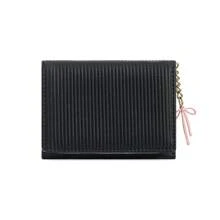 3-Fold Small Wallet In Candy Colors, Cute & Fresh PU Leather Purse, Girl Short Bifold Wallet With Bow Charm
