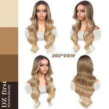 DZfirst Halloween Body Wave Lace Wig 13x4 HD Lace Front Wig Pre-Plucked Long Ombre Blonde 26inch Lace Front Wigs Synthetic Wear And Go Lace Front Wigs Daily Use - Blonde Ombre - View 8