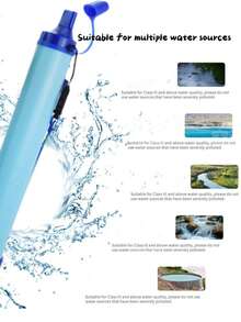 1 件户外应急滤水器，露营、徒步旅行、生存必备工具，便携式净水器，必备家居用品