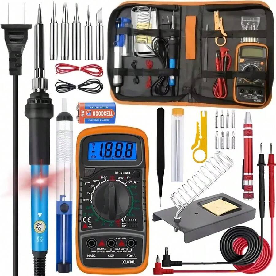 Rq-sik-n4 Kit De Soldador Eléctrico Temperatura Regulable Multímetro - Tipo de Enchufe A USA (110-127V) - Ver 1