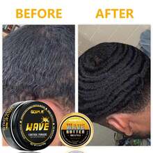 Goiple Men's 360 Wave Pomade Hair Builder Kit For Wavy Hairstyle, Strong Hold Long-Lasting Pomade & Wave Butter,Easy Rinse For Silky Shiny Frizz-Free Waves,Includes Curved Wave Brush, Durag Long Tail Wide Straps Cap,Comb & Mirror For Daily 360 Wave Training - Black Set Wax - View 6
