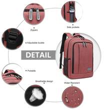Men's Work & Travel Laptop Backpack For 13.5 Inch Laptop With USB Charging Port – Multi-Compartment Rucksack For School, Commuting, Business & Daily Use - Burgundy - View 4