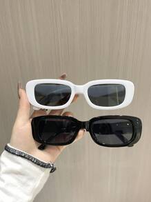 1/2pcs Women Plastic Geometric Small Frame Classic Elegant Modern Simple Style Fashion Glasses For Street-Photography Tropical Beach Vacay Appointment Outfits Accessories Suitable For All Face Shapes For Summer Beach Vacation,Outdoor,Travel ,Back To School,Preppy Style,School Look