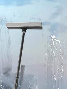 2-In-1 Professional Window Cleaner Squeegee With Scraper, 7.87/9.84 Inch Windshield Wiper Tool With Sponge Brush And Rubber Blade, Ergonomic Handle For Car And Home Use - Black