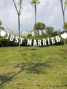 1pc Wedding Party Pull Flag, White Paper Hanging Banner For Wedding Party,Christmas