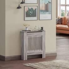 Radiator Cover Heater Cover Cabinet Radiator Shelf MDF Wood Vertical Slat White Grey Radiator Covers Living Room Furniture - Grey - View 6