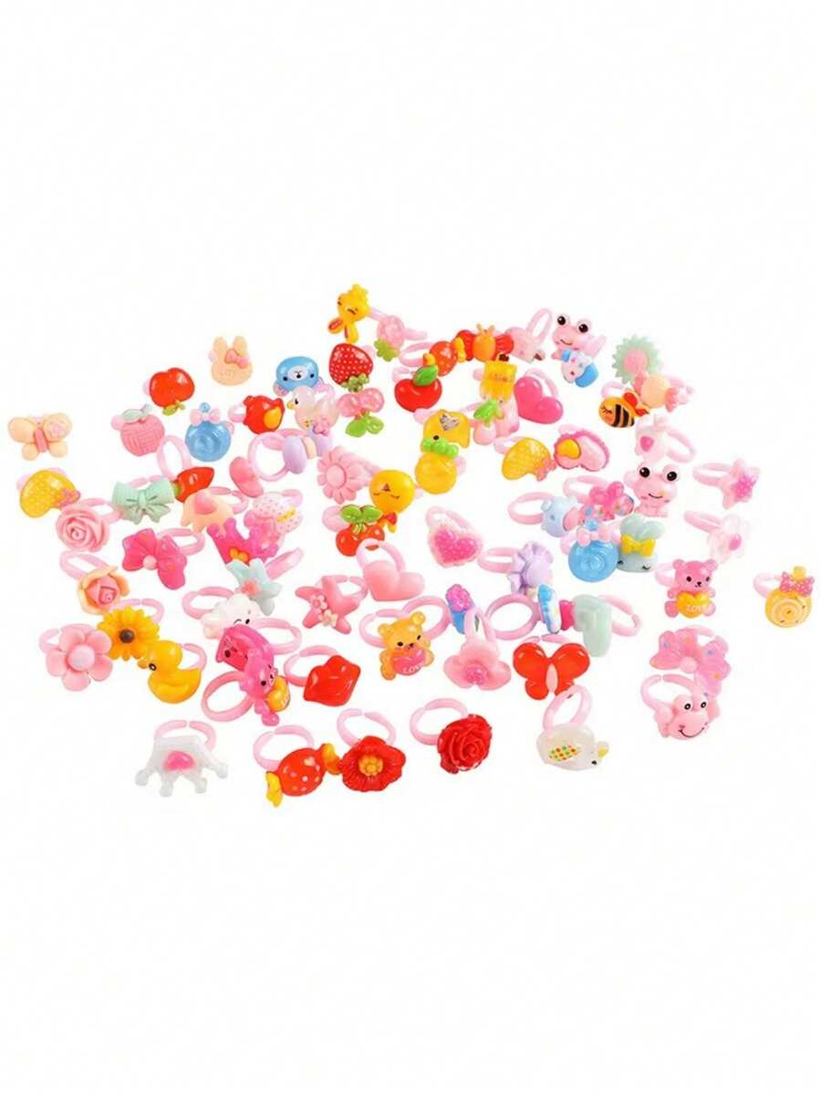 50pcs Random Style Resin Material Birthday Party Decoration Rings ...