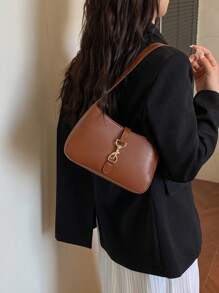 Bolso de hombro minimalista en forma de media luna, bolso de mujer elegante y práctico para el transporte diario