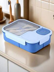 1pc Customizable Fantasy Pattern & Artistic Text Bento Box. Made Of PP Material With 3 Compartments And Matching Cutlery. Portable, Minimalist, Waterproof, Tight, Leak-Proof, Large Capacity, Suitable For Students, Office Workers, And Daily Use.,Multi-Functional,Durable,Ornamental,Reusable,Exquisite,Stylish,High-Quality,Colorful,Modern,Custom,Personalized,Unique