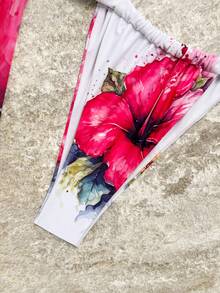 Three Pieces Fashion Custom-Made Three-Dimensional Floral Print Bikini Set With Sun-Proof Skirt - Red - View 4