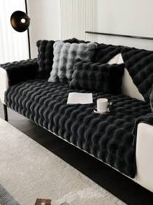 1pc All Season Thickened Sofa Cushion Cover, Non-Slip Sofa Slipcover, Dust-Proof And Dirt-Resistant, Machine Washable, Non-Shedding And Fade-Resistant, Plush Black Home Decor Pet-Friendly Protective Cover, Suitable For Bedroom, Office, Living Room, L-Shaped Sofa And 1/2/3/4 Seat Sofa
