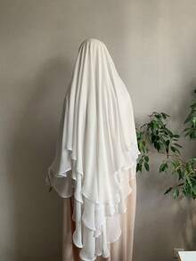 1 Khăn trùm đầu Chiffon Khimar 3 lớp dành cho nữ, kiểu dáng ngọt ngào, nhẹ nhàng, thanh lịch, thích hợp cho các hoạt động ngoài trời hàng ngày, cầu nguyện, tụ họp, mặc trong mọi mùa - Khăn trùm đầu bằng vải chiffon ba lớp - Xem 11