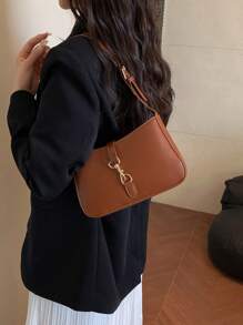 Bolso de hombro minimalista en forma de media luna, bolso de mujer elegante y práctico para el transporte diario