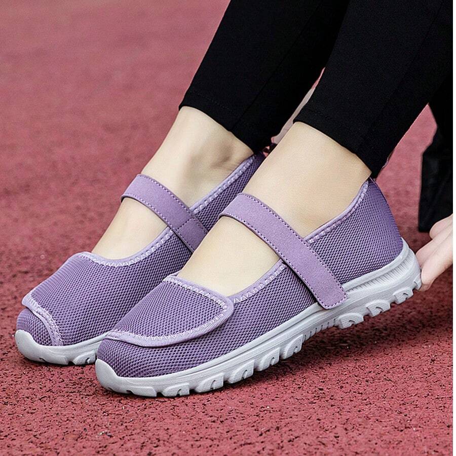 Adjustable Women Barefoot Walking Shoes, Loose Fit Breathable Fabric Slip-On Flat Casual Shoes Suitable For Diabetes And Arthritis, Edema Support, Indoor/Outdoor Leisure Sport Shoes, Lightweight Soft Sole, Foot Care