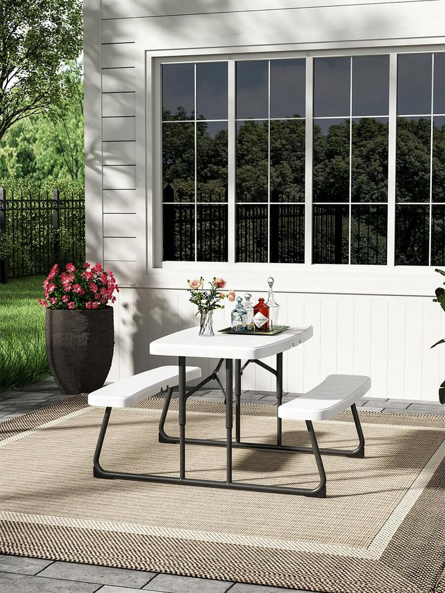 LIVINGANDHOME Living And Home Foldable Picnic Table And Bench Set For Kids - Beige - View 1