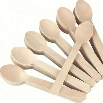 10pcs/50pcs/100pcsRestaurant Disposable Wooden Spoon, 6.3 Inch Wooden Craft Spoon, Dessert Spoon, Sample Wooden Spoon, Party Spoon, Cake Spoon Chocolate Mixer