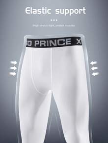 Men's Compression Pants, Fitness Workout Joggers Leggings, Cropped Tights For Running, Gym, Hiking, Exercises - White - View 4