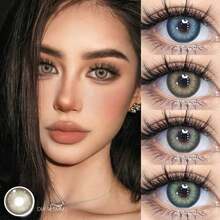 1 Pair Soft Color , 1 Year Replacement, 2pcs/Pack, 40% Water Content, High Quality Lens, Suitable For Autumn Wear, Great Gift Item - Grey - View 4