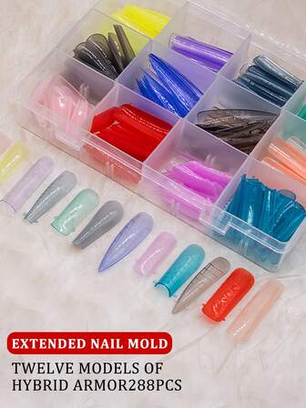 klimonla 双形状指甲模具，内侧带边缘，丙烯酸假指甲片，快速成型凝胶模具延长顶部上部形状