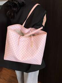 SHIMEINI 1 peça 2025 Nova Moda Europeia e Americana Patchwork Grande Capacidade Bolsa Tote, Bolsa de Viagem, Bolsa de Compras, Adequada para Uso Diário Feminino, Bolsa de Livros de Volta às Aulas para Estudantes, Viagem de Férias, Feriado, Data, Presente