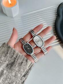 1 件简约新款时尚金色竹节链椭圆形表盘石英腕表，适合生日佩戴，奢华优雅百搭手表女士石英表 - 均碼 - 查看 5