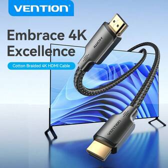 Câble HDMI 4K de VENTION tressé 18 Gbps, cordon HDMI haute vitesse avec support Ethernet, compatible avec 4K 60 Hz, 2160P, 1080P, 3D, ARC, pour TV UHD, moniteur, ordinateur, 360, PS4/5, Blu-Ray