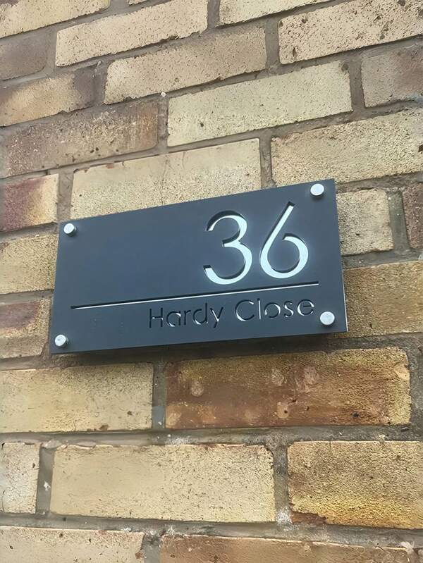 1pc Custom House Number, Modern 3D Engraved Double Layer Acrylic Customizable House Number Plate, Outdoor Street Address Sign, Durable Material, Elegant Design, Surface Mounted, Reusable, Multi-Purpose, Personalized, Suitable For Home Decoration, Wall Decoration, Street Decoration, Office Decoration, Autumn Home Refresh, Xmas Decoration