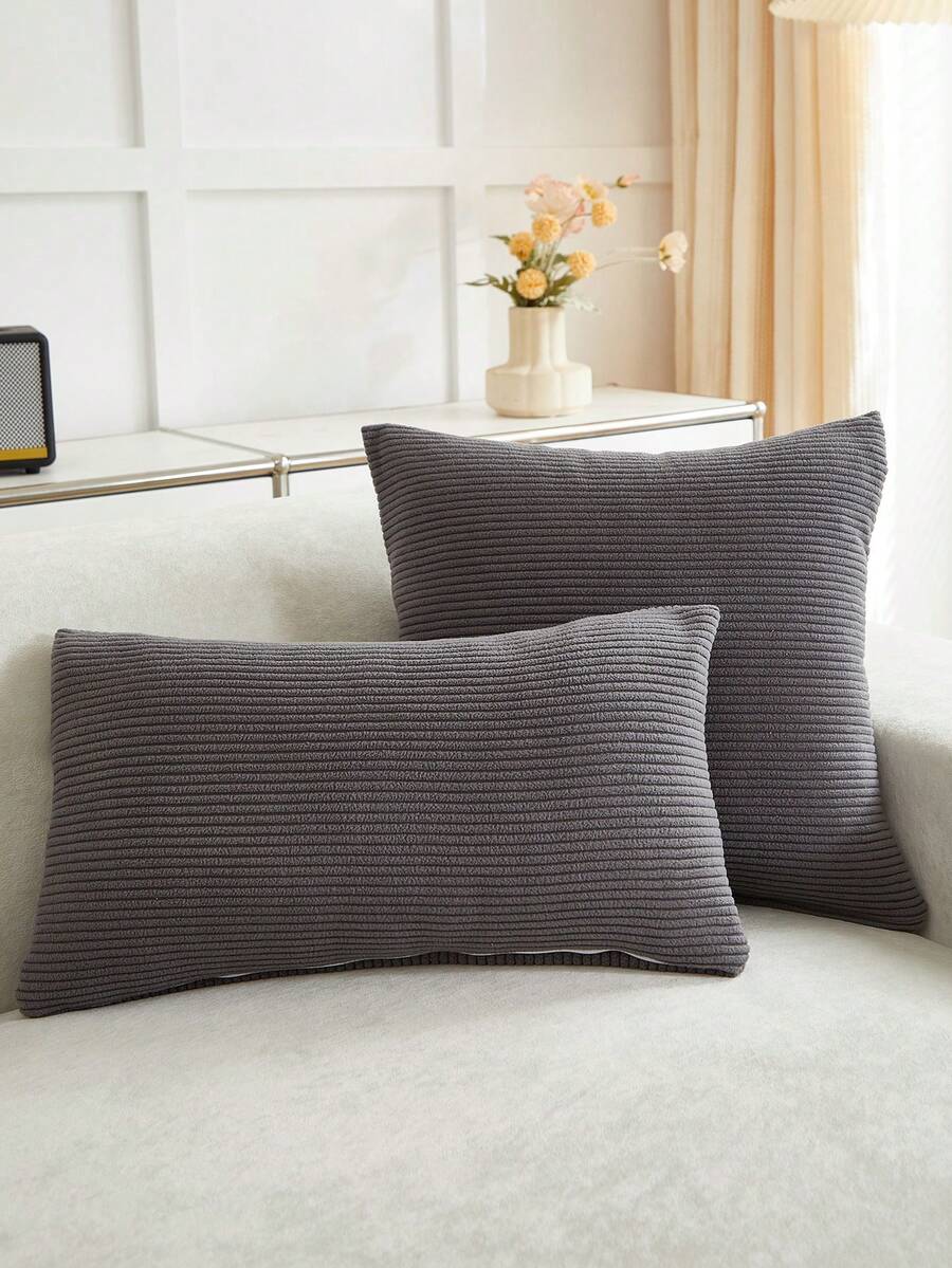 1 peça capa de almofada elástica jacquard fronha simples cor sólida almofadas de lã conjunto de proteção de fronha de sofá sala de estar quarto estudo conjunto de fronhas ao ar livre almofadas decorativas para quarto - Cinza escuro - Ver 1