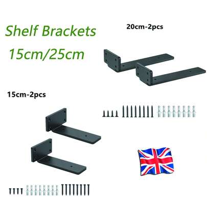 Tapsin 2 PCS Floating Shelf Brackets 15/20 CM Heavy Duty Metal L Bracket For Shelf, Wooden Shelf Support Wall Hanging