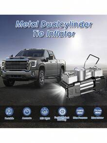 LIPETY Auto-Luftpumpe,12V Portable Heavy Duty Tire Inflator,Air Compressor with Digital Gauge,Car Pump with 4 LED Beads,Auto Shut-Off for Vehicle, Bicycle