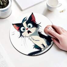 1pc Cute Cat Pattern Circular Mouse Pad With Slip-Resistant Rubber Base, Suitable For Office, Home, Study And Gaming For Boys And Girls