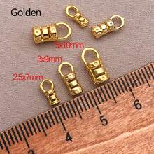 5/10/15pcs 18K Gold Plated Brass Tube Crimp Beads Crimp End Buckle Chain Connector Clasp For DIY Bracelet Necklace Keychain Jewelry Making Findings