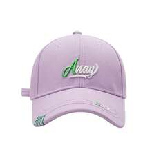 Women Baseball Cap, Embroidery Letters Adjustable Hat Ponytail Baseball Hat For Casual Daily - Purple - View 1