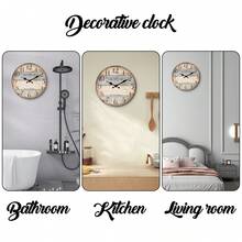1pc 10-16 Inch Rustic Farmhouse Faux Wood Grain Large Wall Clock - Battery Powered, Quiet & Silent, Suitable For Living Room, Bedroom, Kitchen, Country Cottage, Home Decor, Gift For Friends (No Battery Included) Room Decor Clock Wall Bedroom Decor Dormitory Decor Back To School - Multicolor - View 6