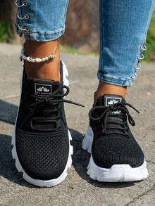 2025 Damskie modne trampki, lekkie, niskie, sznurowane buty tenisowe do chodzenia z amortyzującą wkładką EVA i podeszwą z PVC, jednolity kolor, płaski nosek, można prać w pralce