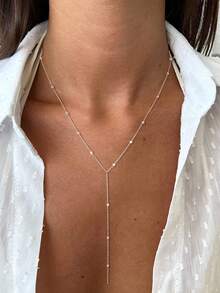 925纯银Y形项链，优雅性感，精致锁骨链，女士珠宝礼物，派对配饰