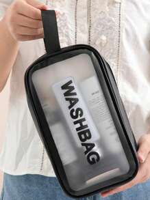 Geantă de machiaj transparentă, mată, geantă cosmetică portabilă simplă, organizator de articole de toaletă impermeabil, esențiale de călătorie pentru vacanță, vară, înapoi la școală, geantă de școală pentru geantă de spălat școlară, geantă de toaletă impermeabilă de călătorie