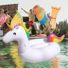 قطعة واحدة طافية قابلة للنفخ بتصميم وحيد القرن قوس للاستخدام في الماء، للاستلقاء والجلوس عليها، إكسسوار رياضات مائية للاستخدام في حمام السباحة والشاطئ والحفلات وأعياد الميلاد، أريكة مائية خارجية للزوجين، حصيرة طافية، ضروريات الشاطئ - وحيد القرن - مشاهدة 1