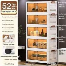 5/3/1-Layer Multifunctional Five Layer Folding Storage Cabinet With Large Storage Capacity - Universal Roller Can Rotate 360 ° - Space Saving - Double Door Design, Suitable For Storing Clothes, Bedding, Snacks, Stationery, Shoes, Bags, Etc., With Large Storage Capacity Dress Pants Shoes Jeans Boots Skirt Bedroom, Organizer, Home Storage, White T Shirt Women, Black Pants Women, Ladies Winter Clothes, Dress,